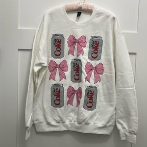 Diet Coke Pink Bows White Sweat shirt Brand New!